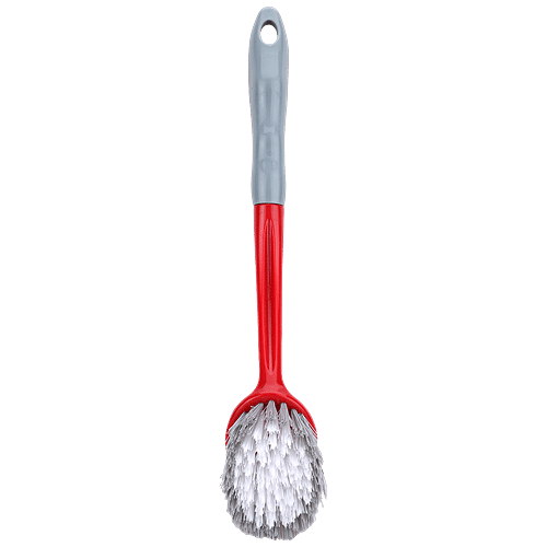 Liao Sink Brush - Double Sided, Cleans Tough Stains, Soft Grip Handle, Red, 1 pc  