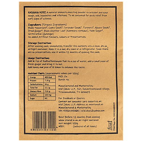 Wild Ideas Balance - Kashaya Podi/Powder - Organic, Boosts Immunity, Relieves Cough, Cold, 100 g  