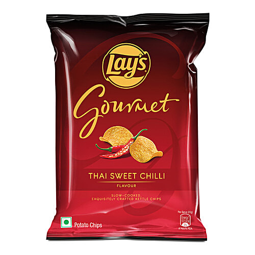 Lay's Gourmet Kettle Chips - Thai Sweet Chilli, 80 g Premium Slow-Cooked Potato Chips, Chips and Snacks