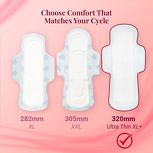 Niine Naturally Soft Ultra Thin Sanitary Pads - XL+, 50 pcs Controls Rashes, Long-Lasting Protection, Prevents Odour, Keeps You Dry