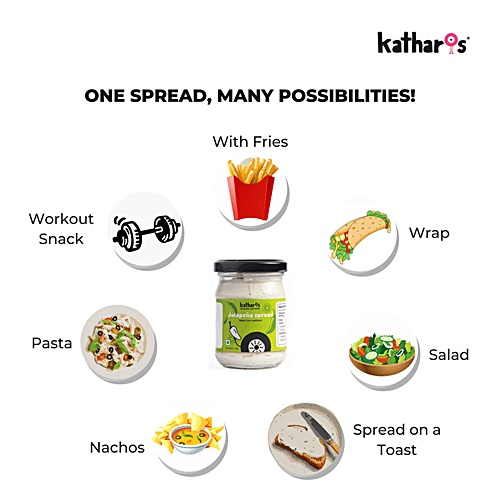 Katharos Jalapeno Spread - Vegan Cheese, Made From Cashews, High In Protein, No Oil, Sugar, Sauce/Dip, 100 g