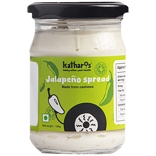 Katharos Jalapeno Spread - Vegan Cheese, Made From Cashews, High In Protein, No Oil, Sugar, Sauce/Dip, 100 g
