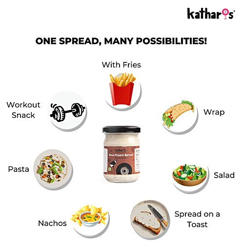 Katharos Black Pepper Spread - Vegan Cheese, Made From Cashews, High In Protein, No Oil, Sugar, Sauce/Dip, 100 g