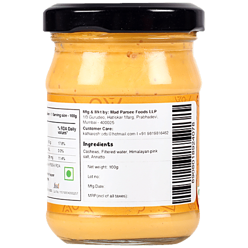 Katharos Cheddar Spread - Vegan Cheese, Made From Cashews, High In Protein, No Oil, Sugar, Sauce/Dip, 100 g