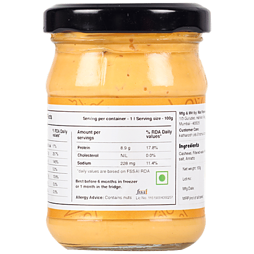 Katharos Cheddar Spread - Vegan Cheese, Made From Cashews, High In Protein, No Oil, Sugar, Sauce/Dip, 100 g