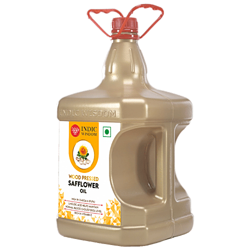 Indic Wisdom Edible Safflower Oil - Pure Extract, Rich Aroma & Flavour, 5 L