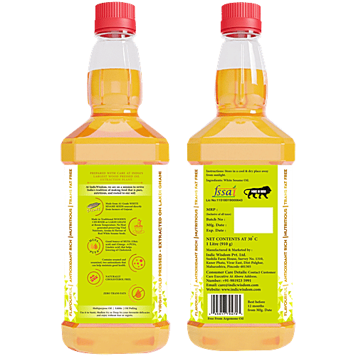 Indic Wisdom Wood Pressed White Sesame Oil - Cold Pressed, 1 L  
