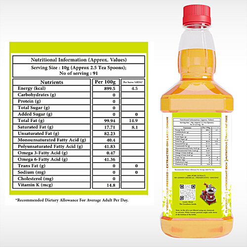 Indic Wisdom Wood Pressed White Sesame Oil - Cold Pressed, 1 L  