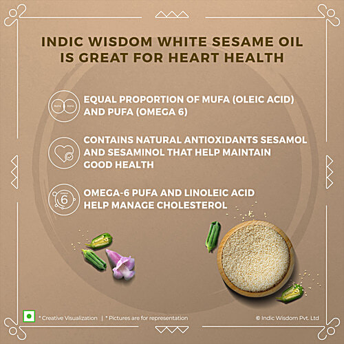 Indic Wisdom Wood Pressed White Sesame Oil - Cold Pressed, 1 L  