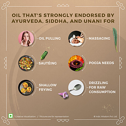 Indic Wisdom Wood Pressed White Sesame Oil - Cold Pressed, 1 L  