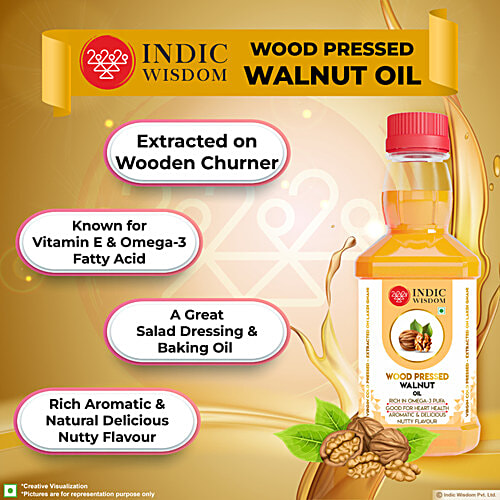 Indic Wisdom Wood Pressed Walnut Oil - Cold Pressed, 100 ml  