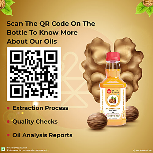 Indic Wisdom Wood Pressed Walnut Oil - Cold Pressed, 100 ml  