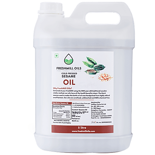 Freshmill Oils Cold Pressed Sesame Oil - Natural, Chemical-Free, 5 l  