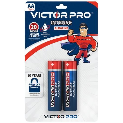 VictorPro Intense AA Alkaline Battery - With Dual Anti-Leak Seals, Long-Lasting, 2 pcs  