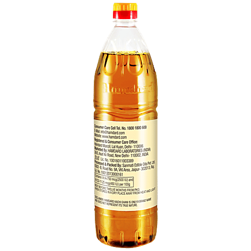 Hamdard Foods Kachi Ghani Mustard Oil - Rich In Vitamin A & D, Omega Fatty Acids, Boosts Overall Health, 1 L PET Bottle 