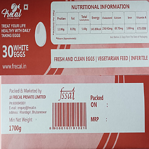 Buy FRECAL White Eggs Rich In Omega 3, High Protein Online at Best