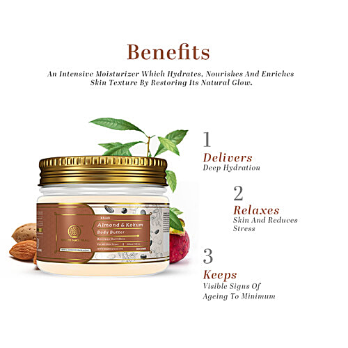 Khadi Natural Almond & Kokum Body Butter - Revives Dull Skin, 200 g  