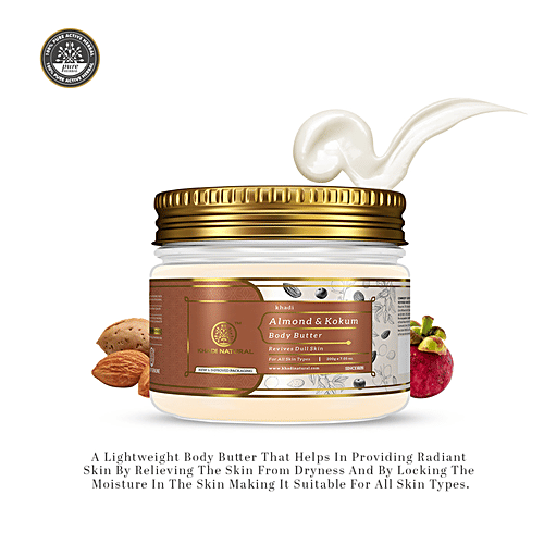 Khadi Natural Almond & Kokum Body Butter - Revives Dull Skin, 200 g  