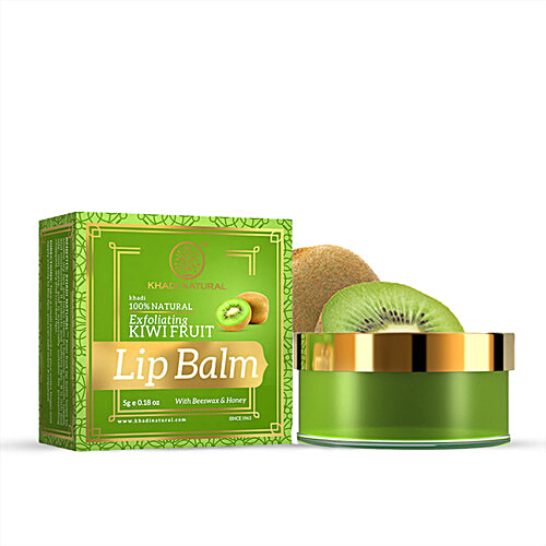 Khadi Natural Kiwi Fruit Lip Balm - With Beeswax & Honey, Exfoliating, For Dry, Chapped Lips, 5 g  