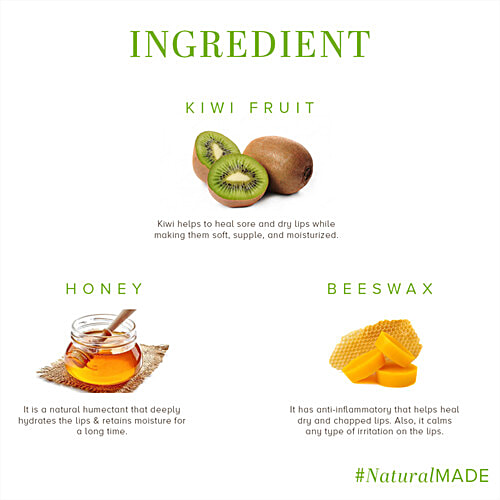 Khadi Natural Kiwi Fruit Lip Balm - With Beeswax & Honey, Exfoliating, For Dry, Chapped Lips, 5 g  