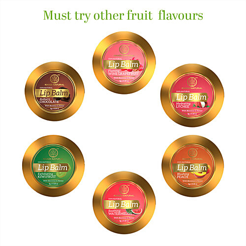 Khadi Natural Kiwi Fruit Lip Balm - With Beeswax & Honey, Exfoliating, For Dry, Chapped Lips, 5 g  