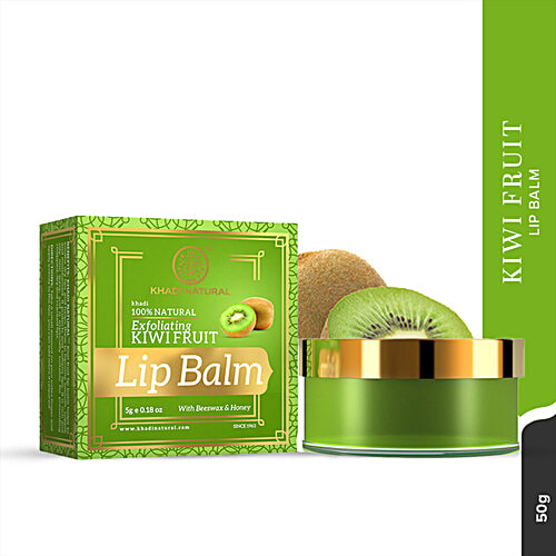 Khadi Natural Kiwi Fruit Lip Balm - With Beeswax & Honey, Exfoliating, For Dry, Chapped Lips, 5 g  
