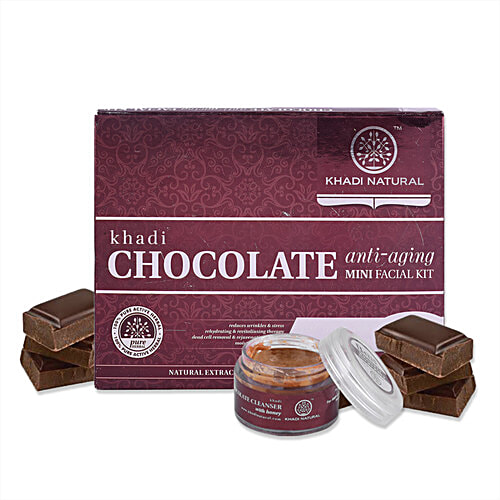Khadi Natural Chocolate Anti-Aging Mini Facial Kit - Removes Oily & Dirt, Reduces Wrinkles & Stress, 15 g (Pack of 5) 