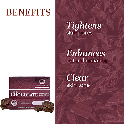 Khadi Natural Chocolate Anti-Aging Mini Facial Kit - Removes Oily & Dirt, Reduces Wrinkles & Stress, 15 g (Pack of 5) 