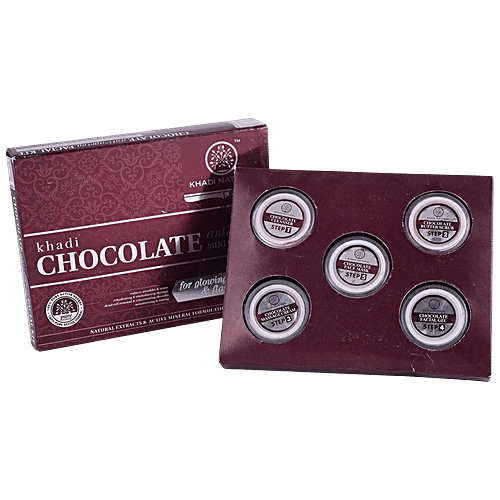 Khadi Natural Chocolate Anti-Aging Mini Facial Kit - Removes Oily & Dirt, Reduces Wrinkles & Stress, 15 g (Pack of 5) 