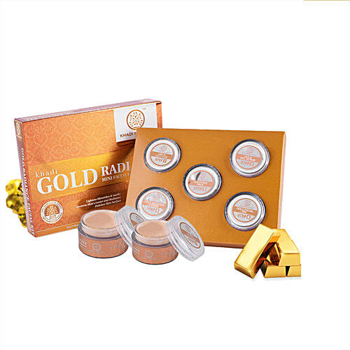 Khadi Natural Gold Radiance Mini Facial Kit - Restores Skin Luster, 15 g (Pack of 5) 