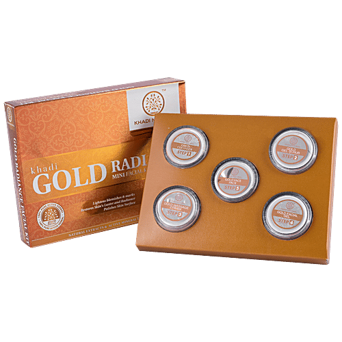 Khadi Natural Gold Radiance Mini Facial Kit - Restores Skin Luster, 15 g (Pack of 5) 