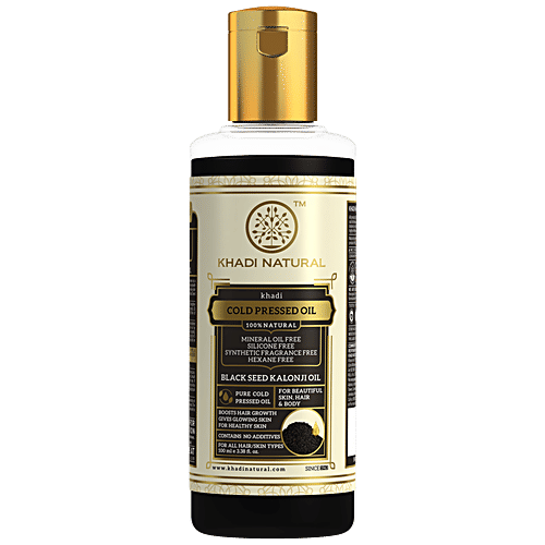 Khadi Natural Black Seed Kalonji Oil - Pure, Cold-Pressed, Boosts Hair Growth, For Glowing Skin, 200 ml  