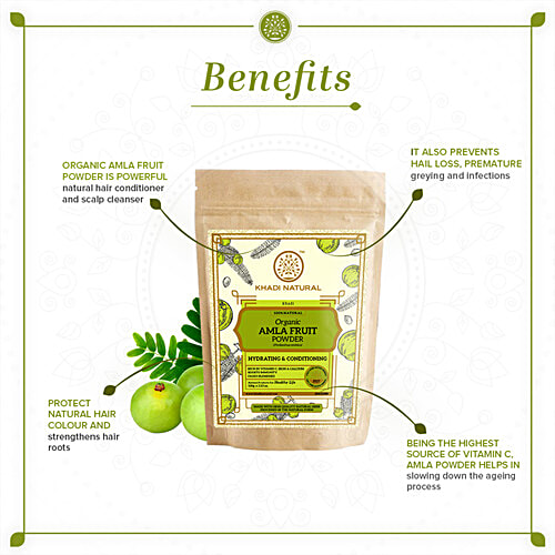 Khadi Natural Amla Fruit Organic Powder - Strengthens Hair Roots, 100 g  