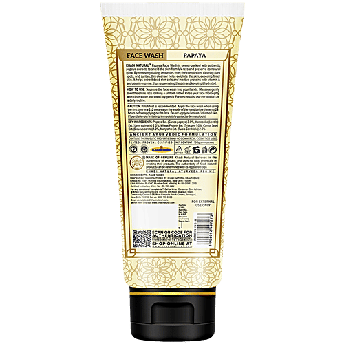 Khadi Natural Papaya Face Wash - SLS & Paraben Free, 100 g