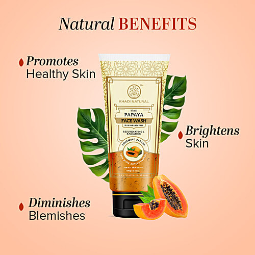 Khadi Natural Papaya Face Wash - SLS & Paraben Free, 100 g