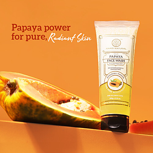 Khadi Natural Papaya Face Wash - SLS & Paraben Free, 100 g