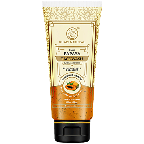 Khadi Natural Papaya Face Wash - SLS & Paraben Free, 100 g