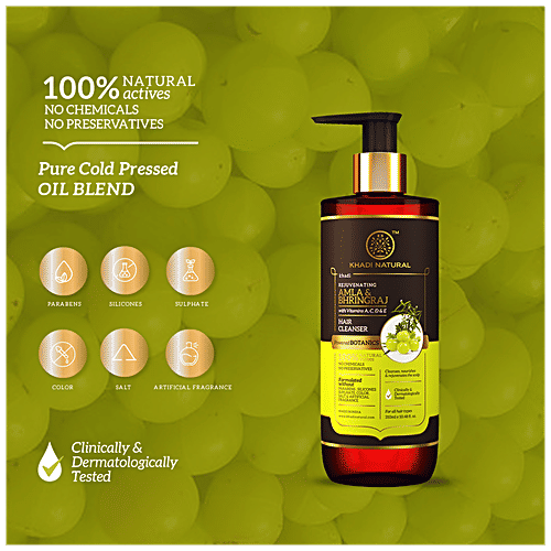 Khadi Natural Amla & Bhringraj Shampoo - Powered Botanics, Rejuvenates Scalp, 310 ml  