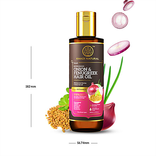 Khadi Natural Onion & Fenugreek Hair Oil - Powered Botanics, Reduces Hair-Fall, 200 ml  