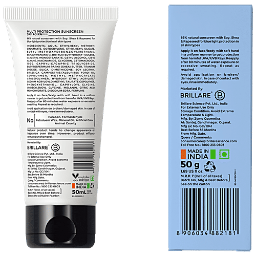 Buy Brillare Multi-Protection Sunscreen - SPF 40 PA+++, Improves Skin ...