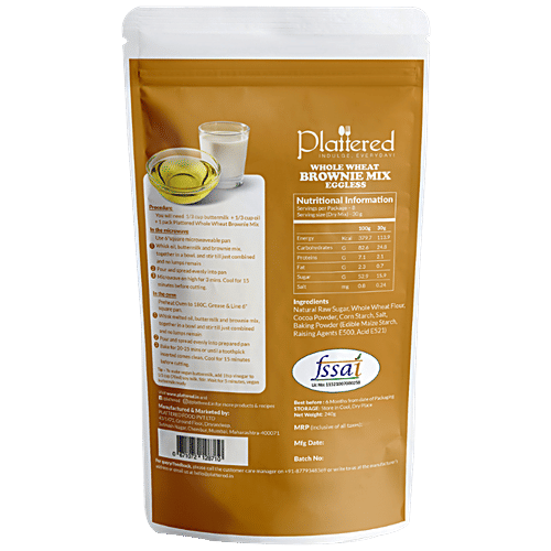 Buy PLATTERED Whole Wheat Brownie Mix Eggless, Zero Refined Flour