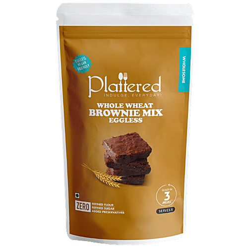 Buy PLATTERED Whole Wheat Brownie Mix Eggless, Zero Refined Flour