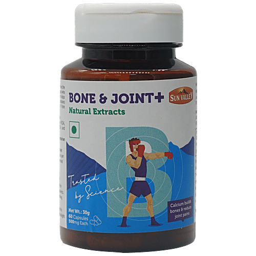 Sun Valley Sun Valley Bone & Joint+ Natural Extracts - Builds Calcium, Reduces Pains, 500 mg Each, 60 Capsules  