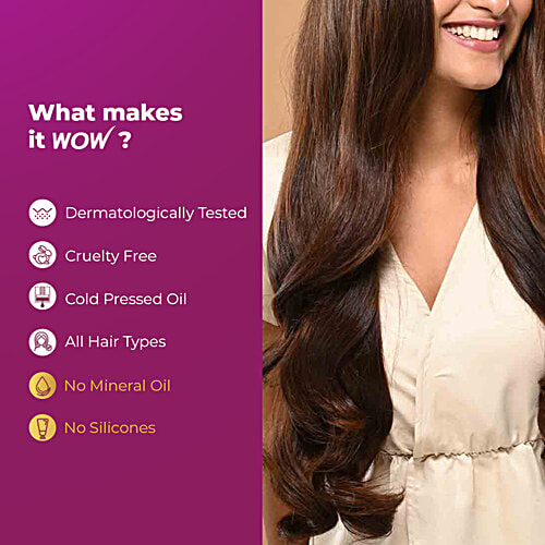 Wow Skin Science Onion Black Seed Hair Oil - For Silkier & Strong Hair, Non-Sticky, Non-Greasy, No Mineral Oil, No Silicones, 200 ml  