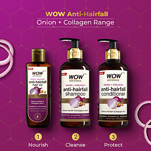 Wow Skin Science Onion Black Seed Hair Oil - For Silkier & Strong Hair, Non-Sticky, Non-Greasy, No Mineral Oil, No Silicones, 200 ml  