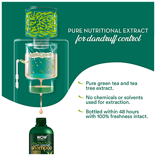 Wow Skin Science Green Tea & Tea Tree Shampoo - Clarify Scalp, Restore Hair Strength, For Dandruff-Prone Hair, 300 ml  