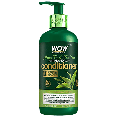 Wow Skin Science Green Tea & Tea Tree Shampoo - Clarify Scalp, Restore Hair Strength, For Dandruff-Prone Hair, 300 ml  