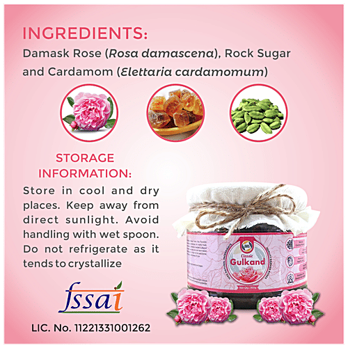 Food Circle  Classic Gulkand - Promotes Healthy Skin, Natural Cooling Property, Made From Damask Roses, 300 g Bottle 