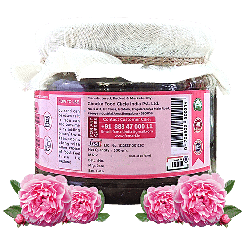Food Circle  Classic Gulkand - Promotes Healthy Skin, Natural Cooling Property, Made From Damask Roses, 300 g Bottle 