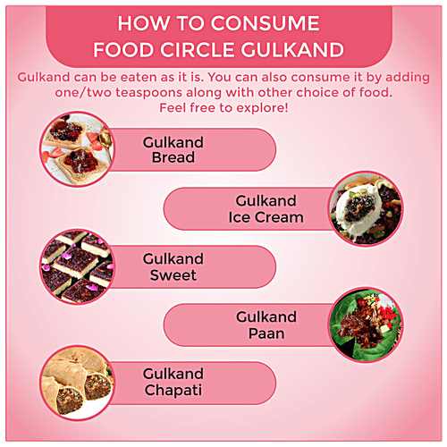 Food Circle  Classic Gulkand - Promotes Healthy Skin, Natural Cooling Property, Made From Damask Roses, 300 g Bottle 